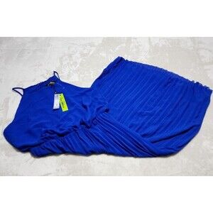Sam Edelman Dress Women's Size M Royal Blue Sleeveless Pleated Skirt Maxi Lined